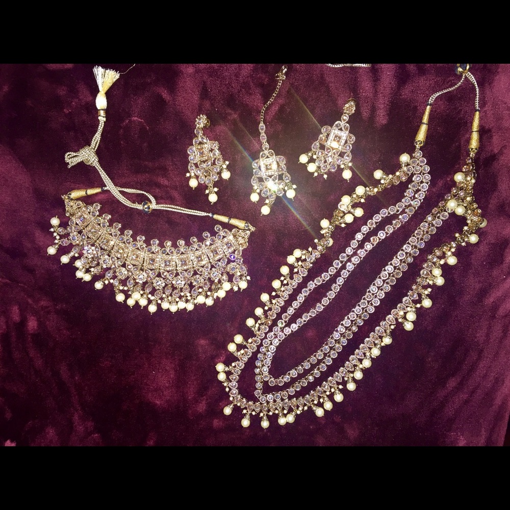 5 Piece Necklace Earrings Jewelry Indian Punjabi
